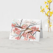 Springtime Wishes Pink Cherry Blossom Tree Kaart (Gele Bloem)