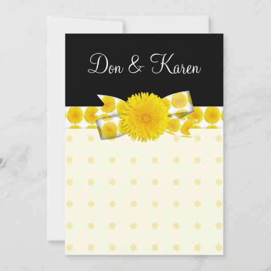 Springtime Yellow Dandelion Wedding Kaart (Voorkant)