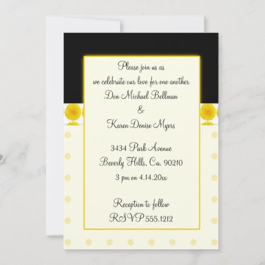 Springtime Yellow Dandelion Wedding Kaart (Achterkant)