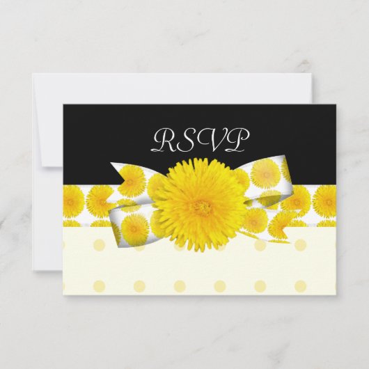 Springtime Yellow Dandelion Wedding RSVP Kaartje (Voorkant)