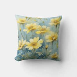 Springtime Yellow Wildflower Waterverf Bloemen Kussen
