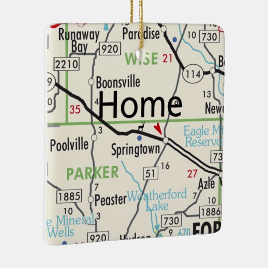 Springtown Texas Map Keramisch Ornament (Rechts)