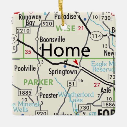 Springtown Texas Map Keramisch Ornament (Voorkant)