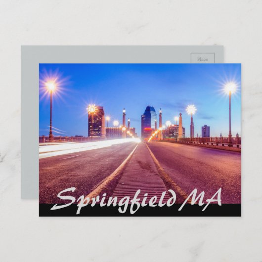 springveldmassachusetts skyline briefkaart (Voorkant / Achterkant)