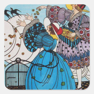 SPRINGVOEDING / MODE KOSTUMONTWERPER VIERKANTE STICKER