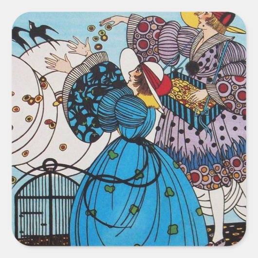 SPRINGVOEDING / MODE KOSTUMONTWERPER VIERKANTE STICKER (Voorkant)