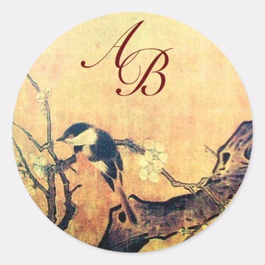 SPRINGVOGELS EN STROOMBOOGRAM Geel bruin Ronde Sticker (Voorkant)
