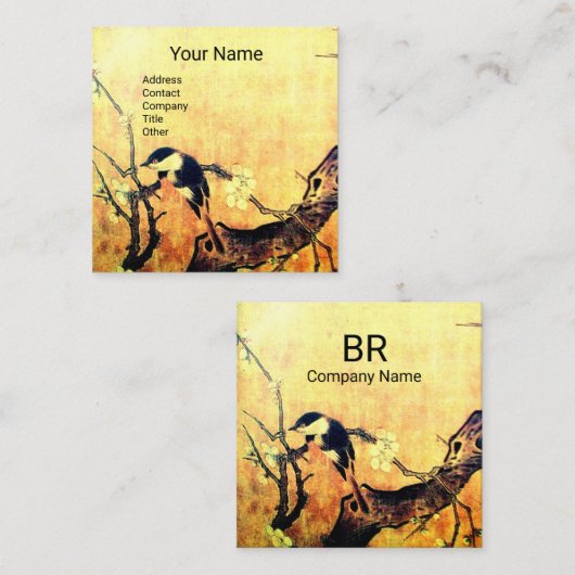 SPRINGVOGELS EN STROOMBOOGRAM Geel bruin Vierkante Visitekaartje (Voorkant / Achterkant)
