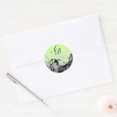 SPRINGVOGELS EN STROOMBOOGRAM, groen Ronde Sticker (Envelop)