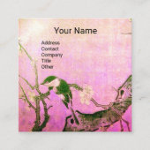 SPRINGVOGELS EN STROOMBOOM MONOGRAM Roze bruin Vierkante Visitekaartje (Voorkant)