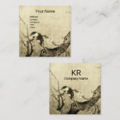 SPRINGVOGELS EN STROOMBOOM MONOGRAM Sepia Brown Vierkante Visitekaartje (Voorkant / Achterkant)