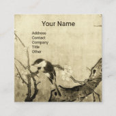 SPRINGVOGELS EN STROOMBOOM MONOGRAM Sepia Brown Vierkante Visitekaartje (Voorkant)