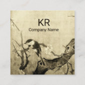 SPRINGVOGELS EN STROOMBOOM MONOGRAM Sepia Brown Vierkante Visitekaartje (Achterkant)