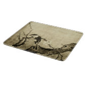 SPRINGVOGELS EN STROOMBOOM, Sepia Brown Floral Snijplank (Hoek)