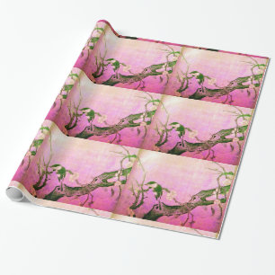 SPRINGVOGELS EN STROOMTREE Roze bruin Cadeaupapier