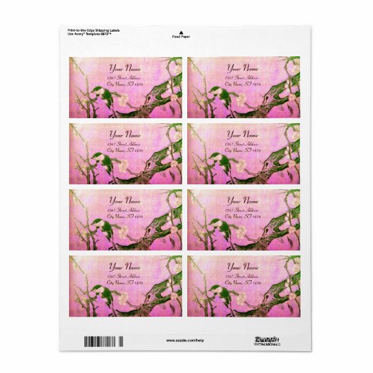 SPRINGVOUDIG EN STROOMTREE Roze Fuchsie Etiket (Full Sheet)