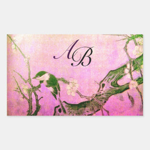 SPRINGVOUDIGE EN STROOMTREE MONOGRAM Pink Fuchsia Rechthoekige Sticker