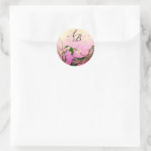 SPRINGVOUDIGE EN STROOMTREE MONOGRAM Pink Fuchsia Ronde Sticker (Tas)