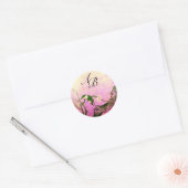 SPRINGVOUDIGE EN STROOMTREE MONOGRAM Pink Fuchsia Ronde Sticker (Envelop)
