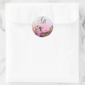 SPRINGVOUDIGE EN STROOMTREE MONOGRAM Pink Fuchsia Ronde Sticker (Tas)