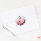 SPRINGVOUDIGE EN STROOMTREE MONOGRAM Pink Fuchsia Ronde Sticker (Envelop)