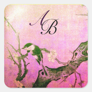 SPRINGVOUDIGE EN STROOMTREE MONOGRAM Pink Fuchsia Vierkante Sticker