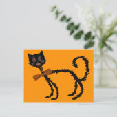 Springy Black Cat Halloween Decoratie Briefkaart (Staand voorkant)