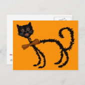 Springy Black Cat Halloween Decoratie Briefkaart (Voorkant / Achterkant)
