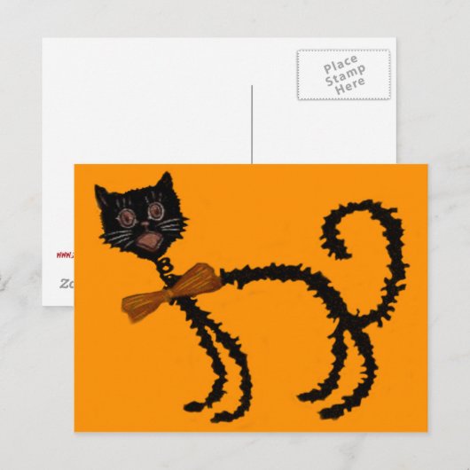 Springy Black Cat Halloween Decoratie Briefkaart (Voorkant / Achterkant)