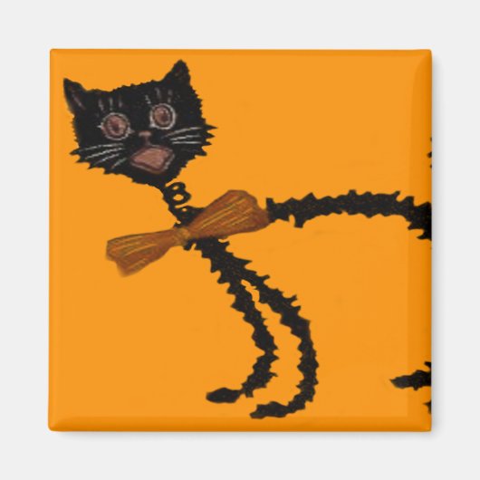 Springy Black Cat Halloween Decoratie Magneet (Voorkant)