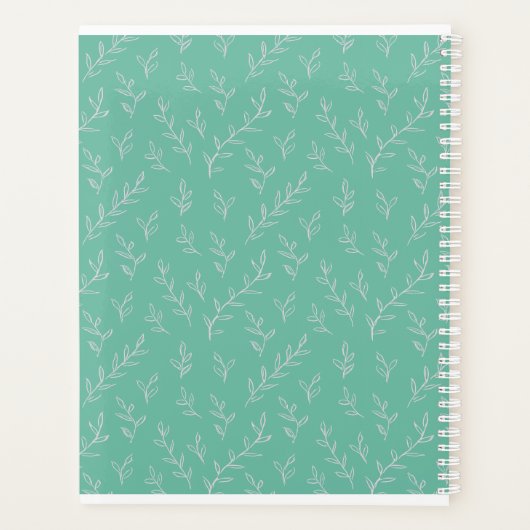 Springy: Hand-Sketched Leaves on Mint Green Planner (Achterkant)