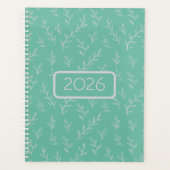 Springy: Hand-Sketched Leaves on Mint Green Planner (Voorkant)