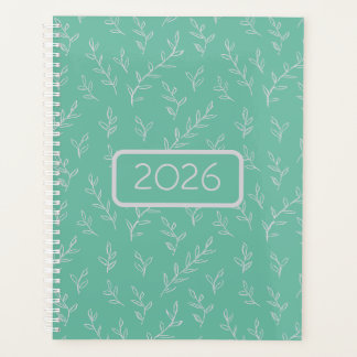 Springy: Handgeschetste bladeren op mintgroen Planner