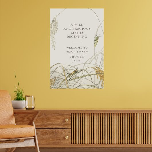 Sprinkhaan babyshower welkomstbord poster (Woonkamer 2)