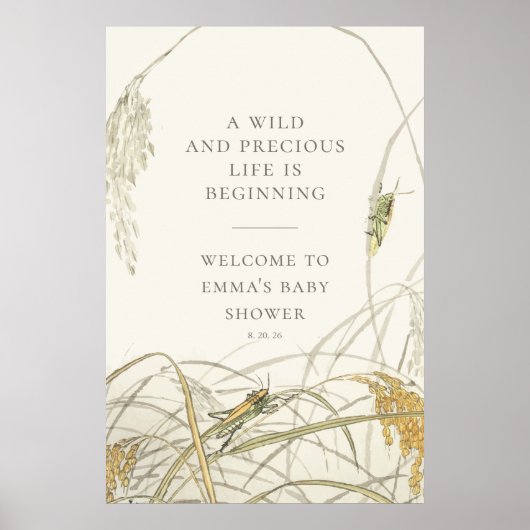 Sprinkhaan babyshower welkomstbord poster (Voorkant)