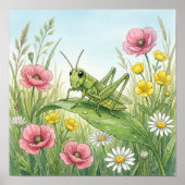 Sprinkhaan Kleine Insecten Nursery Poster (Voorkant)