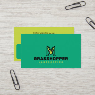 Sprinkhaan Mascotte Gazon & Tuin Visitekaartje
