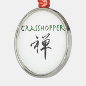 Sprinkhaan met symbool "Zen" Metalen Ornament (Links)