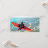 sprinkhaan op een Moth-kerstkaart Kaart (Voorkant / Achterkant in situ)