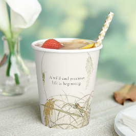 Sprinkhaan Vintage Botanische Baby Shower Papieren Bekers
