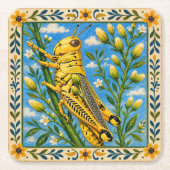 Sprinkhaan & Wilde Bloem Folk Art Onderzetter Set (Voorkant)