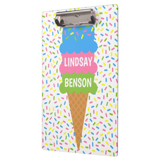 Sprinkkelt Ice Cream Cone Personalized klembord (Links)