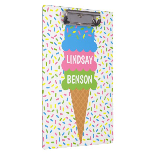 Sprinkkelt Ice Cream Cone Personalized klembord (Rechts)