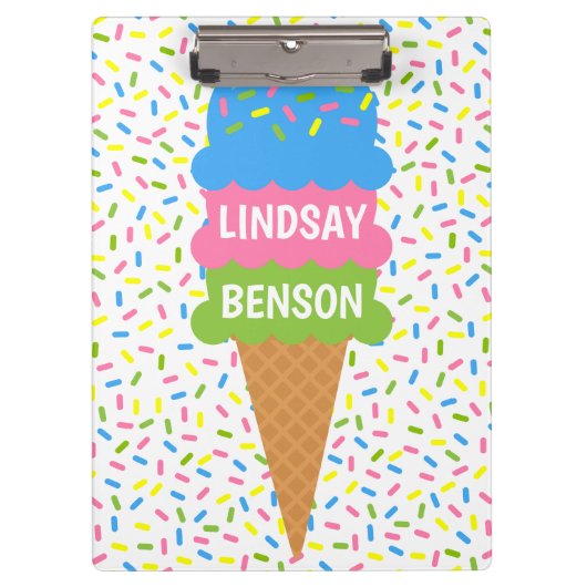 Sprinkkelt Ice Cream Cone Personalized klembord (Voorkant)