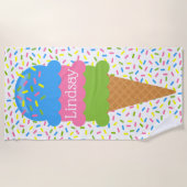 Sprinkkelt Ice Cream Kone Aangepaste keukendoek Strandlaken (Voorkant)