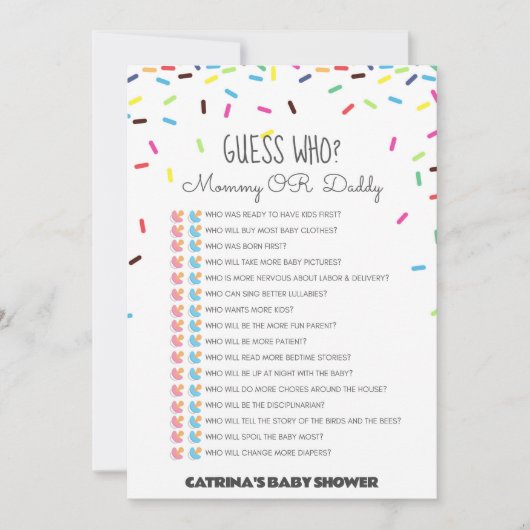 Sprinkle Baby shower - bewerkbare naam, 5x7 Kaart (Voorkant)