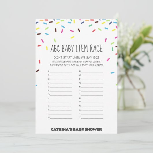 Sprinkle Baby shower - bewerkbare naam, 5x7 Kaart (Staand voorkant)