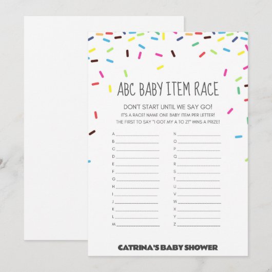 Sprinkle Baby shower - bewerkbare naam, 5x7 Kaart (Voorkant / Achterkant)