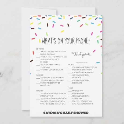 Sprinkle Baby shower - bewerkbare naam, 5x7 Kaart (Voorkant)