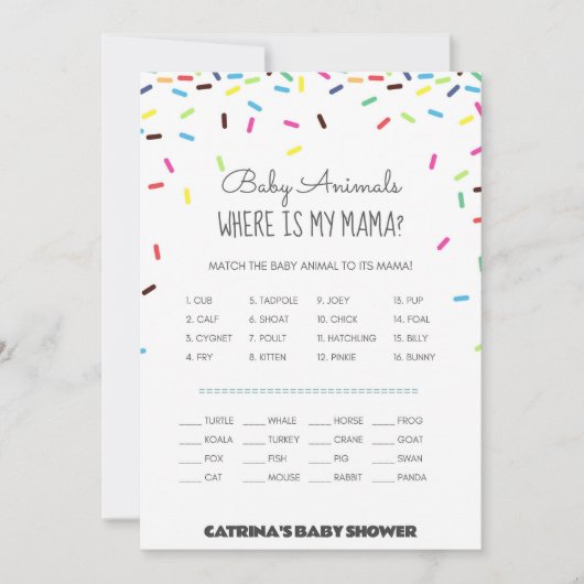 Sprinkle Baby shower - bewerkbare naam, 5x7 Kaart (Voorkant)